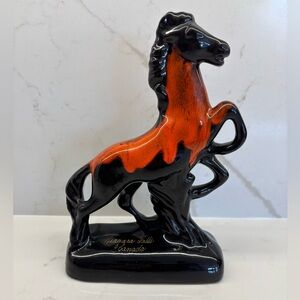 Vintage Evangeline Pottery Rearing Horse Orange Drip Glaze Souvenir Figurine
